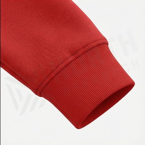 Ensemble de survêtement rouge à capuche pour homme, sweat-shirt et pantalon décontractés à fermeture éclair, couleur unie, respirant, en coton, pour l'automne - Product Image 6