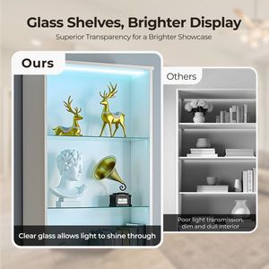 Mobile Vetrina FCH a 3 Ripiani con Illuminazione LED, 2 Ante, Base Curva a Z, 60*23.5*180cm, per Soggiorno - Product Image 3