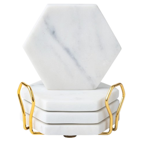 Forme ronde en laiton incrustation marbre pierre décor de table sous-verres ensemble avec support nouveau Design prix de gros ustensiles de cuisine sous-verre à café - Product Image 4