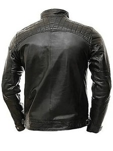 Chaqueta de Cuero Acolchada Estilo Café Racer para Hombre - Product Image 2