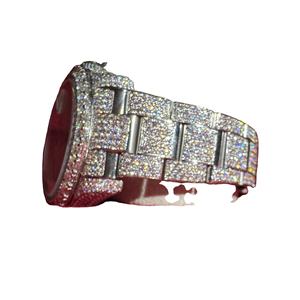 Reloj de Lujo Hip Hop de Alta Gama con Diamantes de Laboratorio y Moissanita, Cristal de Zafiro, Caja de Acero Inoxidable, Relojes de Cuarzo con Puntero, Reino Unido - Product Image 1