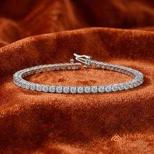 Pulsera de tenis de moissanita de corte redondo de plata 925 para mujer, estilo Beverly Hills, joyería de lujo, regalo de boda - Product Image 1