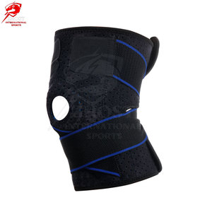 Sangles de genou professionnelles pour la performance, en matériau extensible durable, avec fermeture sécurisée par crochets et boucles, pour l'entraînement musculaire et les séances de gym. - Product Image 4