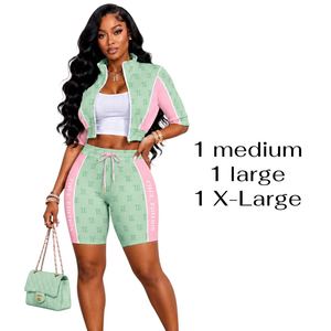 Green <b>Pink</b> Solid Contrast Yoga Set 2-Piece Bra High-Waisted Full-Length Pants Quarter-Zip Closure Three-Quarter Sleeve Active - Product Image 3