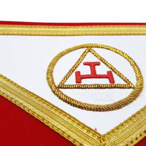 Tablier de Chapitre Royal Arch du Haut Prêtre de Qualité Supérieure - Ruban Rouge avec Broderie Dorée - Product Image 4