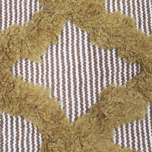 DECORDEC <b>Mustard</b> Yellow Beige Wool Raised Lattice <b>Rug</b> Eco-Friendly Non-Slip High-Low Textured Geometric Area Carpet for Living - Product Image 4