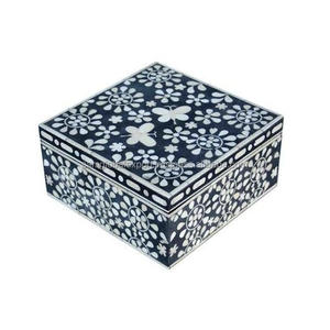 Boîte à bijoux indienne personnalisée en bois d'os et de MDF résine artisanat incrustation décorative cachette et boîte à souvenirs en bois à des fins de cadeau - Product Image 5