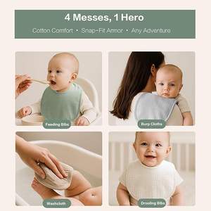 Bavoir pour bébé en 95% bambou et 5% élasthanne, extensible et facile à laver - Product Image 6