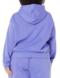 <b>Women's</b> Oversized Hoodie Solid Color Cotton Blend Canvas Pullover Pockets Short Length Winter Wear Lined <b>V</b>-<b>neck</b> Quick Dry - Product Image 3
