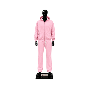 Conjunto de chándal rosa bebé personalizado para hombre, sudadera con capucha y pantalones jogger, venta al por mayor, ropa deportiva de forro polar lisa, ropa casual de calle en oferta - Product Image 1