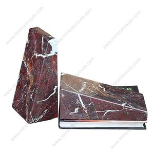 Sujetalibros de Mármol Rojo Zebra de Lujo para Decoración Moderna del Hogar, Diseño Grabado Totalmente Personalizado, Regalo de Boda Más Vendido, ISO - Product Image 2