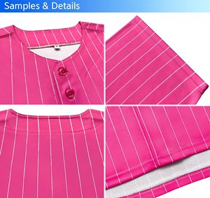 Breathable <b>Baseball</b> Jersey Top with Classic Sportswear Design Pink Striped <b>Baseball</b> Jersey Short Sleeve - Product Image 4