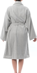 Robe de chambre en tissu éponge 100% coton pour femmes, manches longues, longueur genoux, couleur unie, douce, décontractée, avec ceinture, pour un usage domestique - Product Image 3