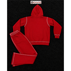 ชุดวอร์มสีแดงแบบกำหนดเองสำหรับผู้ชาย เสื้อฮู้ดมีซิปพิมพ์ลาย กางเกงจ็อกเกอร์ ชุดลำลองแนวสตรีทแวร์ ชุดกีฬาสองชิ้น แฟชั่นชุดสเวตสูท ลดราคา - Product Image 6
