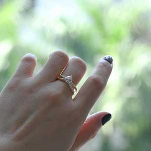 Luxury 1.01CT Trillion Cut Diamond Crossover Dual Band <b>Ring</b> Lab Grown 14K Yellow Gold for Proposal Gift Jewelry For Wedding - Product Image 4