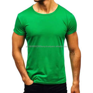 Camiseta Personalizada para Hombre, Color Verde, Cuello Redondo, Manga Corta, 100% Algodón, Poliéster-Algodón, Diseño Sólido - Product Image 4
