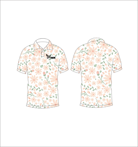 Polo pour homme à imprimé floral pastel personnalisé, manches courtes, décontracté, pour le golf - Product Image 3