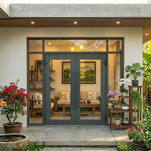 บานพับพื้นอะลูมิเนียมซีรีส์ 6000 พร้อมลายไม้และผิวเคลือบทองแดงแบบอะโนไดซ์ ระบบประตูไฮดรอลิกหรูหราจาก Fravi - Product Image 6