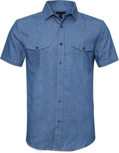 เสื้อเชิ้ตแขนสั้นผ้าเดนิมไซส์ใหญ่ 100% ผ้าฝ้าย คุณภาพสูง ระบายอากาศได้ดี สวมใส่สบายสำหรับผู้ชายในฤดูร้อน รับสกรีนโลโก้ - Product Image 2