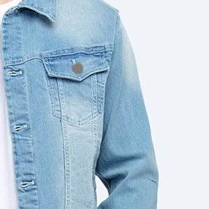 Veste en jean tissé légère décontractée pour homme, 100 % coton, couleur unie, taille personnalisée, coupe-vent, écologique, séchage rapide - Product Image 3