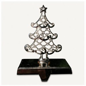 Luxury Silver Metal Christmas Tree <b>Stocking</b> <b>Holder</b> With Crystals Heavy Duty Weighted Mantel Hanger For Holiday Fireplace Decor - Product Image 3