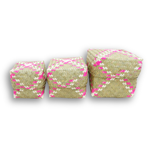 Eco Friendly Decorative Square <b>Straw</b> Storage <b>Basket</b> Set Dustproof Container with Lid - Product Image 3