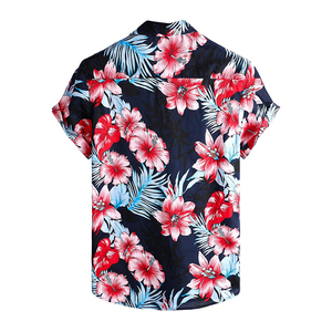 เสื้อเชิ้ตผู้ชายลำลองลายดอกฮาวาย ผ้าป๊อปลิน แขนสั้น ปกคอพับ ระบายอากาศได้ดี เหมาะสำหรับวันหยุดฤดูร้อน ผ้าฝ้าย 100% - Product Image 2