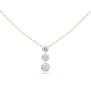 Collier pendentif rond en or rose plaqué pour femmes, classique, avec trois pierres, diamant naturel, pendentif de fiançailles pour femmes - Product Image 3