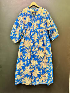 Robe midi décontractée d'été en coton pur artisanal, écologique, pour femmes, imprimés vibrants à franges, silhouette naturelle en A, confortable - Product Image 3