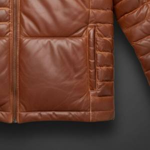 High Performance Genuine Sheep <b>Skin</b> Padded Casual Winter Jacket with Hood <b>Thermal</b> Insulation Durable Front Logo - Product Image 6