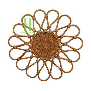 Eco-friendly Rattan Charger <b>Plate</b> Wall Decoration Round Flower Rattan Placemat Home Rattan Table <b>Mats</b> OEM Made In Vietnam - Product Image 3