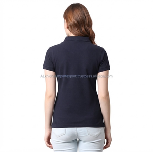 เสื้อยืดแขนสั้นลำลองสำหรับผู้หญิง ผ้าฝ้ายแท้ ทรงหลวม เสื้อโปโลชายโค้ง ผ้าปิเก้เนื้อนุ่ม เสื้อโปโลคลาสสิก - Product Image 3