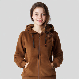 Chaqueta polar de invierno para mujer, OEM, con cremallera, estilo urbano, con capucha, gruesa y calefactable - Product Image 6