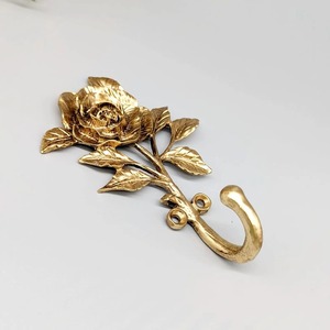 Gold Rose Flower Shaped <b>Wall</b> Hook Metal Decorative Hanging Fixture For Entryway Hall Bedroom And Kitchen Home Decor Accessory - Product Image 2