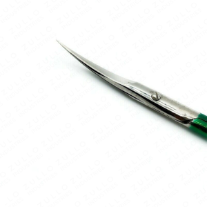 Ciseaux à cuticules professionnels en acier inoxydable argenté avec manche vert, outil de manucure et de soin des ongles, marque privée, vente en gros - Product Image 2