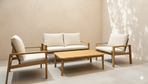 Conjunto de sofás para exteriores Catarina, fabricado con madera de teca de alta calidad de Indonesia para el mercado global a un precio asequible. - Product Image 3