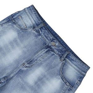 Vaqueros acampanados azules claros rasgados y transpirables de cintura alta para hombre, estilo vintage, desgastados, lavados, lisos, de streetwear y hip hop. - Product Image 3