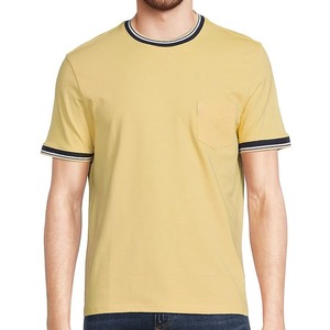 เสื้อยืดสีเหลืองเรียบง่ายสำหรับผู้ชาย มีกระเป๋าเสื้อ ผ้าฝ้าย แขนสั้น คอกลม แฟชั่นฤดูร้อน เสื้อยืดผู้ชาย ขายส่ง รับสกรีนโลโก้ - Product Image 3
