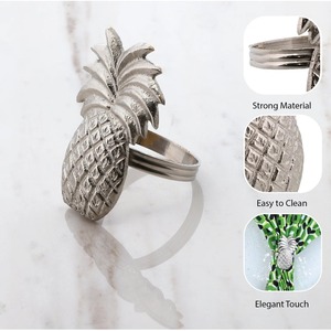 Anillo para Servilletas con Diseño de Piña Dorada, Superficie Texturizada con Intrincado Patrón de Rejilla y Corona Decorativa que Realza la Decoración de la Mesa - Product Image 5