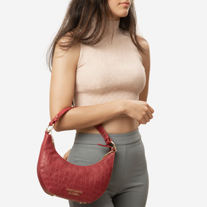 Sac à bandoulière demi-lune en cuir bio pour femme, durable, avec fermeture éclair et chaîne, écologique, taille personnalisable, prêt pour Noël, usage quotidien - Product Image 5