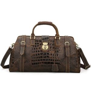 New Arrival Luxury Vintage Leather Duffle Bag Letter Adjustable <b>Strap</b> Zipper Closure 20-35L Large Capacity for Travel Daily Use - Product Image 1