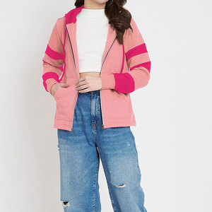 Sudaderas con capucha personalizadas de color sólido con cremallera para mujer, 450 GSM, gruesas, de invierno, estilo moderno, con cremallera. - Product Image 5