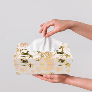 <b>Floral</b> Pattern Tissue <b>Box</b> White Gold Pink Flower Design Convenient Paper Cover - Product Image 5