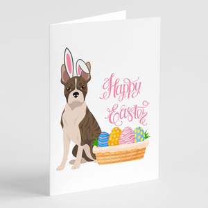 Whimsical Brindle Boston Terrier <b>Easter</b> Greeting <b>Cards</b> <b>Pack</b> of 8 A7 Size 5x7 Blank Note <b>Cards</b> with Envelopes - Product Image 1