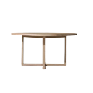 Coastal Modern <b>Outdoor</b> <b>Round</b> Dining <b>Table</b> Solid Teak Wood Minimalist Circular Design with Cross Base Durable Custom Furniture - Product Image 2