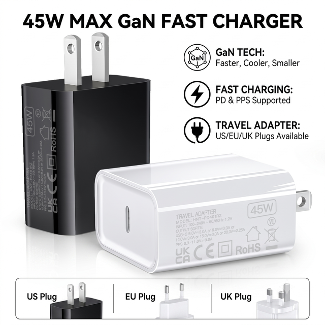 Wholesale Trending OEM GaN PD 45W Super Fast Charging USB Type C Multi-port Mobile Phone Charger for iPhone