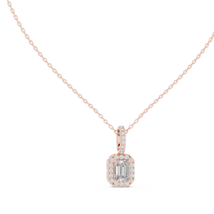 14kt Minimalist Gold <b>Pendant</b> Lab Grown <b>Emerald</b> Cut Diamond Rhodium Plated IGI Certified for Women's Wedding Engagement Daily Use - Product Image 6