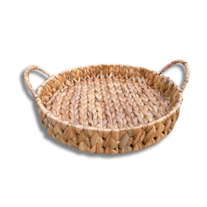 Handcrafted WATER HYACINTH TRAY FRUIT STORAGE BASKET with Handles Rustic Woven Serving Tray Supplier - Product Image 1
