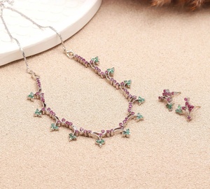 Handmade Wedding Choker Necklace Set Ruby Emerald Gemstone Jewelry for Women Wholesale Price - Product Image 1