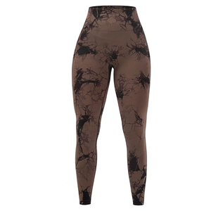 High Waist Full Length Yoga <b>Leggings</b> With Tie Dye Pattern Four Way Stretch Spandex Polyester Pants For Women - Product Image 1
